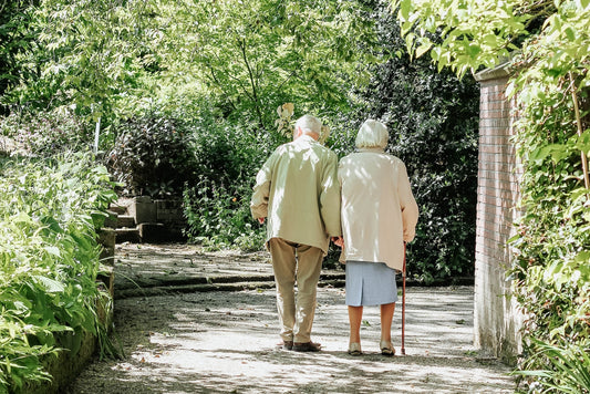 seniors walking outdoors
