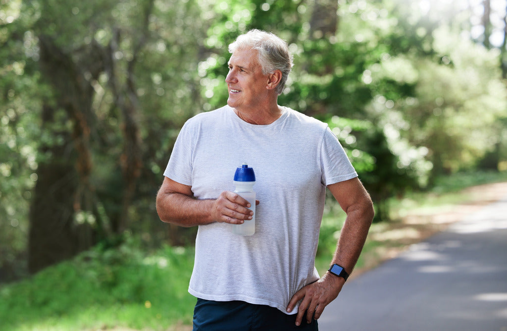 personal alarm being worn by an elderly man
