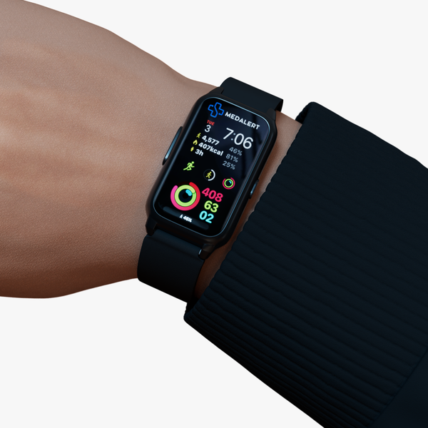 MedAlert watch in black colour front display